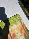 Colorful Foliage and Creek Landscape Painting on Canvas, Signed by the Artist