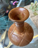 Small Brown Ceramic Boho Chic Vase, Signed by the Artist