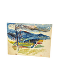 Colorful Abstract Mountain Landscape Watercolor Painting