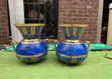 Pair of Egyptian Blue and Gold Vases