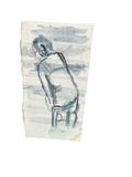 Expressionism Watercolor Painting of Backside Sitting Person