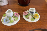 Pair of Ceramic Floral Candlestick Holders