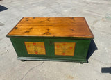 Late 19th Century Pennsylvania Dutch Forrest Green and Natural Wood Hope Chest