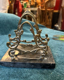 Vintage Brass File/Paper Organizer With Marble Base