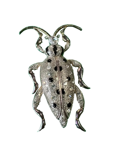 Large Vintage Silver Bug Brooch Pin
