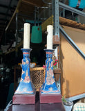 Pair of Ceramic and Wooden Table Lamps With Tassel Accents