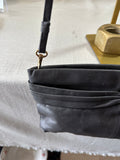 Small Charcoal Gray Leather Express Crossbody Bag