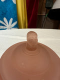 Art Deco Frosted Pink Depression Glass Catchall and Lid With Bust Details