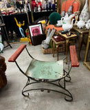 Industrial Green Metal Vanity Stool