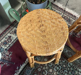 Pair of Boho Woven Wicker Bar Stools
