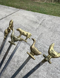 Solid Brass Barnyard Animal Skewers- Set of 6