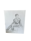 Detailed Drawing of a Short-Haired Sitting Woman