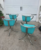 Collection of Blue Leather and Chrome Chairs