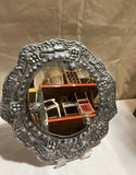 Small Silver Round Detailed Framed Wall Mirror