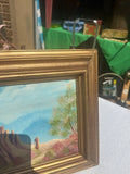 Small Gold Framed Tree Stump Painting on Canvas, Signed by the Artist