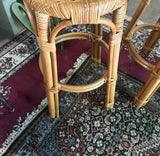 Pair of Boho Woven Wicker Bar Stools