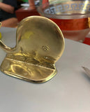 1970s Vintage Brass Whale Bookend