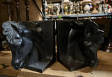 Pair of Ceramic Equestrian Black Bookends