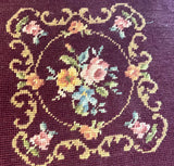 Vintage Needlepoint Chair With Wooden Hand Carved Accents