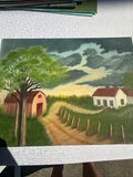 Farmhouse and Barn Countryside Landscape Painting on Canvas