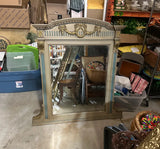 Large Vintage Table Mirror With Blue and Gold Accents