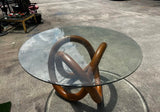 Wooden Knot Dining Table With Glass Top