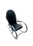 Chrome and Black Leather Vintage Modern Style Rocking Chair