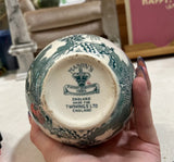 Small Teal and White English Jar
