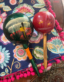 Pair of Hand Painted Wooden Maracas