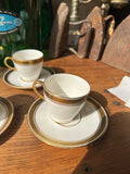 Collection of Small Greek Key Teacups and Saucers- 10 Pieces Total