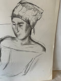 Charcoal Drawing of Woman in Head Wrap