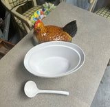 Majolica Style Hen Tureen With Ladle
