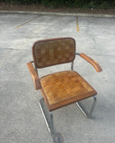 Collection of Cantilever Marcel Breuer Leather Woven and Chrome Chairs- Set of 4