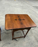 Pair of Wooden Carved Nesting Game Tables With Flip-Up Sides