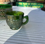 Trio of Green Glass and Silver Serving Pieces