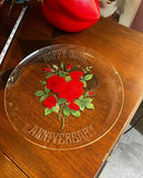 30th Anniversary Roses Glass Round Platter