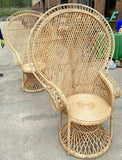 Large Vintage Boho Chic Sturdy Wicker Intricate Peacock Chair