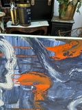 Blue and Orange Abstract Canvas Painting