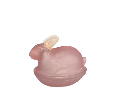Pink Frosted Glass Bunny Dish