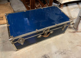 One 1970s Blue Vintage Metal Trunk