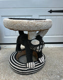 Black and White Hand Beaded African Style Stool