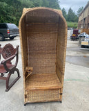 Large Vintage Wicker Porter Chair With Compartment