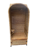 Large Vintage Wicker Porter Chair With Compartment