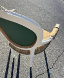 Pair of Vintage White Wooden Chairs With Designed Fabric