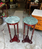 Pair of Green Stone Top Round Side Tables