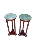 Pair of Green Stone Top Round Side Tables