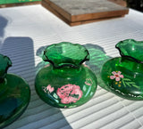 Instant Collection Green Glass Painted Vases- Set of 4