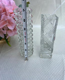 Pair of Etched Glass Tall Skinny Vases