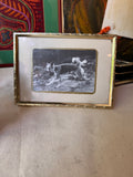 Trio of Vintage Framed Black and White Photos and Flowers