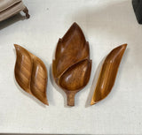 Trio of Wooden Hand Carved Leaf Catchalls